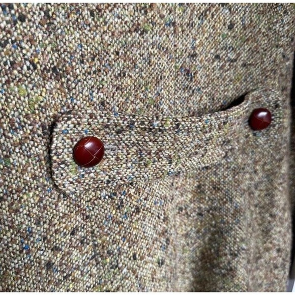 Rare Vintage J. Crew Green Wool Tweed Double Breasted Pea Coat Size 2 - Picture 15 of 16